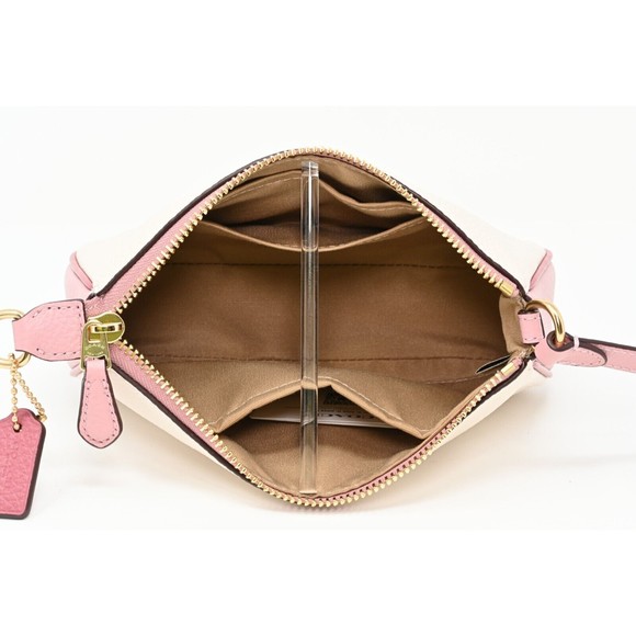 COACH NOLITA 19 Wristlet Chalk Pebbled Leather Stripe Heart Motif CA797 NWT - Picture 6 of 12